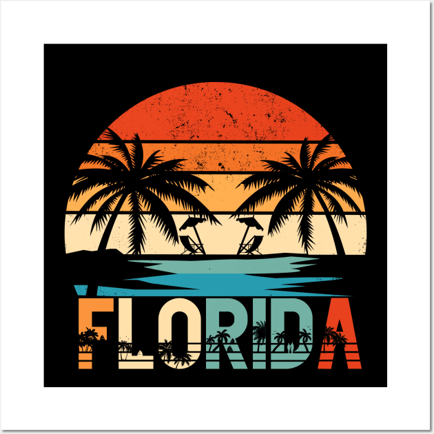 Florida Retro Sunset Summer Vibes Wall Art by Praizes